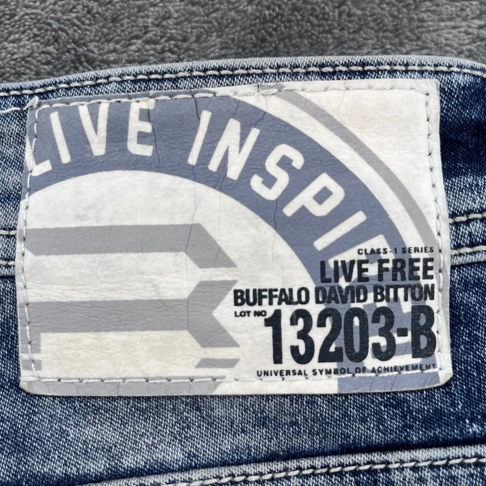 Buffalo David Bitton Evan-x Basic Slim Stretch Jeans Blue Acid Wash 32x32 Mens